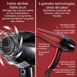 Sèche-cheveux 3000W haute puissance facile à transporter chauffage rapide en 10 secondes trois modes de vitesse réglables rouge