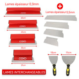 Lame à lisser pour plaquiste 0.35mm 0.5mm coffret lames acier inoxydable perche extensible lames souples et rigides lame d'écumage