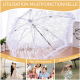 Parasol 8 baleines parapluie de mariage blanc parapluie accessoire en dentelle adapté à la photographie de décoration de danse
