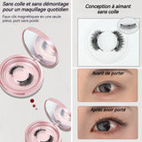 Faux cils 12 mm magnetique avec boîte de rangement et miroir épais naturel réutilisables matériaux naturels cils magnetique portable