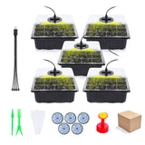 5Piece Seed Tray 12 Holes 6x14x18cm Black Tool Seedling Kit Seedling Cover Greenhouse Germination Box Greenhouse Seedling Box Kit