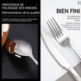 Ensemble de couverts 24 pcs acier inoxydable argent avec poignée antidérapante comprend couteau cuillère fourchette avec boîte