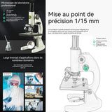 Microscope optical pour enfants adultes 40x - 640x en Matériau métallique éducatif microscope pour étudiants microscope optical