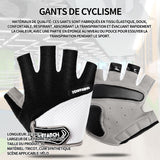 Gants de cyclisme 22-24cm gant de sport gants antidérapants porosité gants demi-doigts vélo gants demi-doigts pour l'extérieur noir