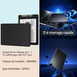 Disque Dur Interne 1To 2,5 pouces SSD vitesse de transmission 500M/s divertissement et bureau convient pour le bureau Disque SSD