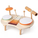 Instruments de musique 38,5x23x6cm Tambour à main en bois percussion musique jouet d'éveil Instrument de percussion multifonctionnel