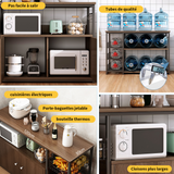 Porte-épices 80x30x120cm troisième étage en bois respectueux de l'environnement grille de four à micro-ondes panier avec placard