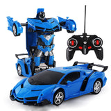 Voiture télécommandée pour enfants 2 en 1 jouet transformateur robot lumières rotatives voiture musicale cadeaux 5-12 ans mâle
