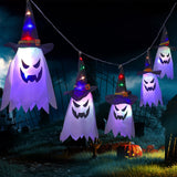 Guirlande lumineuse LED en tissu pour Halloween, lumières décoratives, arrangement de vacances, lanternes, rideau fantôme