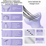 Rasoir electrique femme 200mAh 5 en 1 rechargeable pour femme à 5 têtes pour visage corps bikini avec affichage LED de batterie