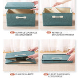 Rangement vetement 45x35x25cm sac rangement pour vêtements couette déménagement boîte rangement vêtements tissu coton et linb vert