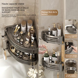 Etagere murale 1 lot de 2 pièces etagère d'angle murale de salle de bain double couche augmenter la hauteur et la largeur amovible