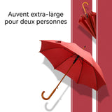 Parapluie Manche long à 8 baleines 105X90cm pour les jours ensoleillés et pluvieux avec couvercle élargi solide et durable rouge