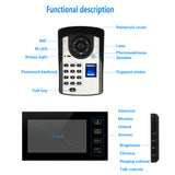 Doorbell 7 inch HD Intelligent Visual Intercom Doorbell Fingerprint Password Night Vision Rainproof Doorbell