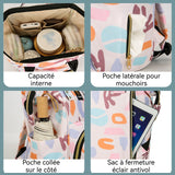 Sac à langer 40 x 24 cm toile nylon imperméable Grande capacité de 20L Peut contenir 3 bouteilles compartiments multiples Sac à dos