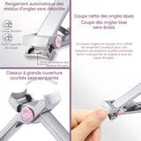 oupe ongles 16MM Large ouverture Lame courbée Coupe-ongles en acier inoxydable avec rangement magnétique ensemble de manucure