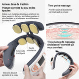 Masseur cervical à 6 têtes 3 modes 12 niveaux d'intensité compresses chaudes et tièdes protecteur de nuque intelligent masseur