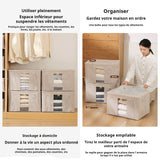 Rangement vetement 50x40x33cm sac rangement pour vêtements couette déménagement boîte rangement vêtements tissu coton et linblanc