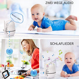 Babyphone Écran de 3,5 pouces Caméra avec fonction secouant la tête Interphone vocal avec vision nocturne Moniteur vidéo pour bébé
