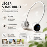 Ventilateur de cou 1000mah Ventilateur à écran LCD pliable portable rechargeable par USB longue autonomie pour l'extérieur blanc