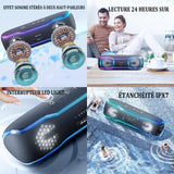 Enceinte bluetooth 2500mAh 24h de lecture IPX7 étanche haut-parleur bluetooth avec lumières clignotantes colorées et basses riches