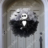 TD® Couronne d'Halloween 40*40cm Couronne de décoration tête de mort  Décoration de fête d'Halloween  Suspension de porte Halloween