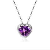 Collier pendentif en argent sterling   Femme   Cristal violet   A la mode et bien assorti   Cadeau d'anniversaire et de fête