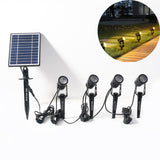 Projecteur de pelouse solaire à LED pliant lampe enfichable d'herbe de jardin extérieur extérieur un glisser quatre lumière chaude