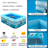 Piscine gonflable 180x130x55cm Piscine en PVC épaissie pour enfants Peut accueillir 3 à 4 personnes avec des jouets aquatiques