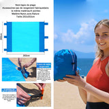 Couverture de plage anti sable tapis imperméable 202 x 202 cm 6 sacs de sable coupe-vent Filage de fils de nylon Tapis de plage