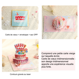 arte de voeux 15x15cm carte d'anniversaire tridimensionnelle gâteau de rêve bonbon sucré carte message de bénédiction carte postale