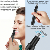 Tondeuse nez 13x1,6cm tondeuse nez électrique avec tube en aluminium métallique tondeuse nez deux en un lame remplaçable noir