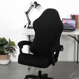 Housse de chaise d'ordinateur  Housse de chaise de couleur unie  Accoudoir long  Noir  Housse de chaise siamoise   Bureau