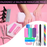 Lot de limes à ongles 14PCS coupe-cuticules brosse à ongles nail art outil pour ongles incarnés bloc polissoir ongles faces