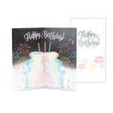 arte de voeux 19,5x11cm carte de vœux tridimensionnelle gâteau pailleté anniversaire bénédiction écrite à la main carte postale