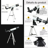 Télescope astronomique pour enfants x 90 ouverture 50mm réglable cadeaux pour enfants monoculaires avec support télescopes