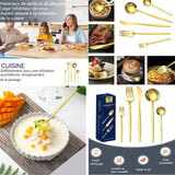 ouverts de table 30 pcs ménagère pour 6 personnes or acier inoxydable ensemble de couverts comprend couteau fourchette cuillère