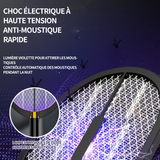 Raquette Électrique Insectes 3 en 1 1200MAH Raquette Anti-moustiques rechargeable utilisée pour Tuer Les moustiques Convient Noir