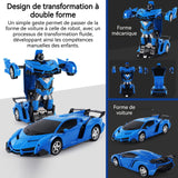 Voiture télécommandée pour enfants 2 en 1 jouet transformateur robot lumières rotatives voiture musicale cadeaux 5-12 ans mâle