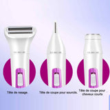epilateur électrique 3 en 1 220v 600mah femme épilation visage sourcils jambes zone intime rasage épilateur avec tête pivotante