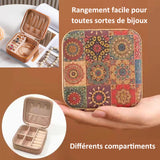 Boîte à bijoux portable pour voyages petite organisateur de bijoux look rétro et élégant pour femme pour bagues colliers bracelets