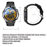 Montre intelligente 2+16G 1.39 Pouces montre connectée femme homme montre de sport appels numérotation montre sport connectée noir