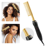 Peigne chauffant électriques en alliage d'aluminium avec 3 réglages température multifonction peigne pour tous types de cheveux