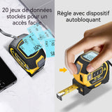 Télémètre laser 3 en 1 Mètre à Ruban numérique avec écran LCD avec ligne laser croisée 131Ft  Laser 16Ft Mètre à Ruban