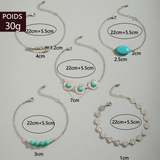 Bracelet turquoise style national style bohème ensemble de bracelets boho lot de 5 bracelets pierres bracelet feuille rétro élégant