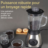 mixeur  800W  36dB 1.5L Moulin ménager multifonction Lames en acier de précision Corps en acier inoxydable 5 réglages ajustables