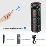 Enceinte 60 W bluetooth 5.0 Enceinte karaoké portable lumineuse avec micro enceinte sono haut-parleur stéréo extérieur sans fil