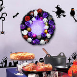 Couronne d'Halloween en sycomore   40*40cm  Citrouille à tête de fantôme   lumières LED  Couronne de décoration pour Halloween
