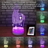 Veilleuse 3D 17,5x14 cm interrupteur tactile chargement USB lampe de chevet tactile avec télécommande et 7 couleurs lampe de table
