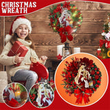 Couronne de décoration de Noël Jésus   40CM *40CM  Design lumineux  Noeud en velours  Couronne de Noël Suspension de porte